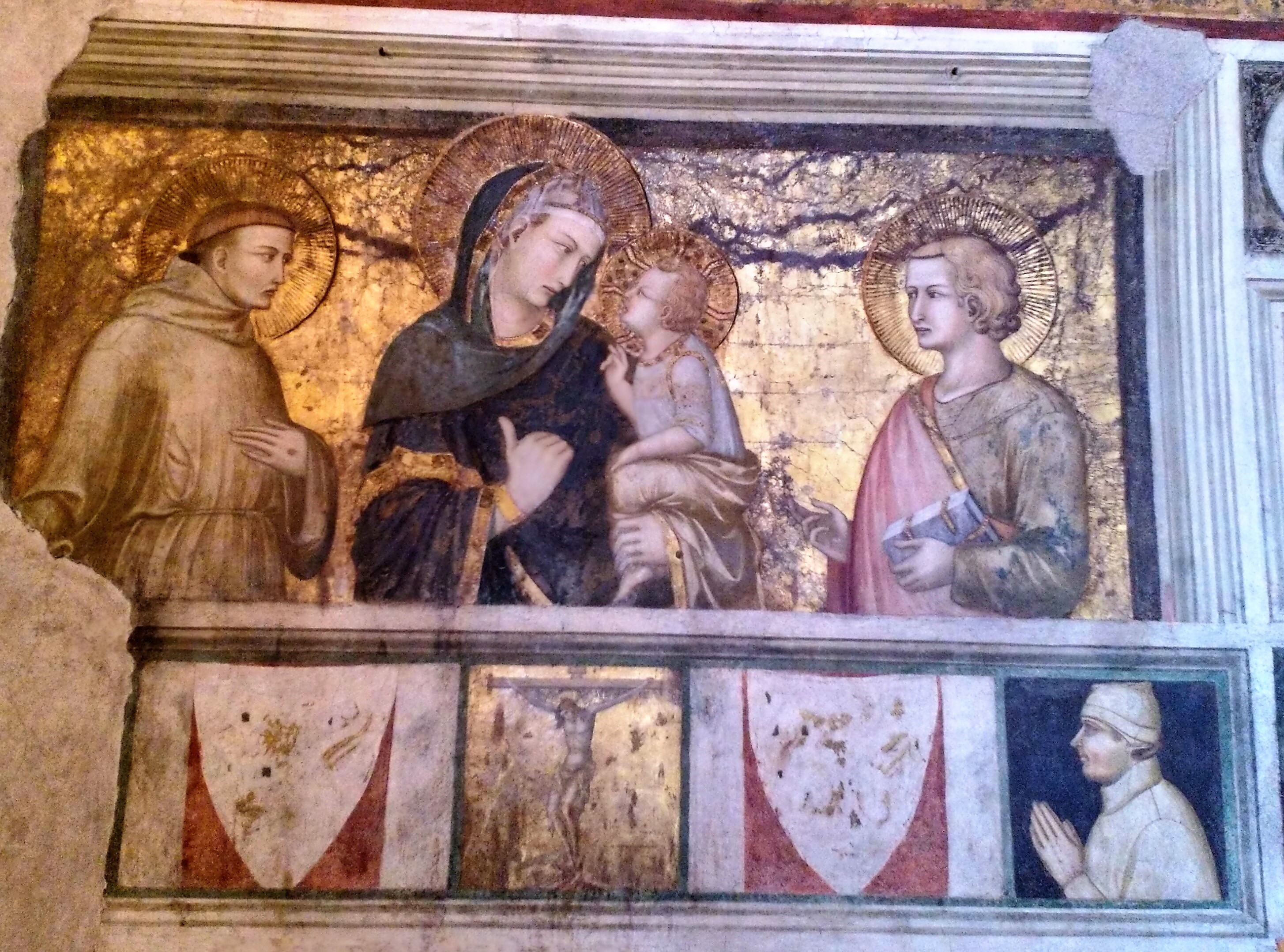 1330 ca Pietro Lorenzetti-Madonna dei Tramonti Transept gauche de la basilique inférieure StFrancis and StJohn the Evangelist