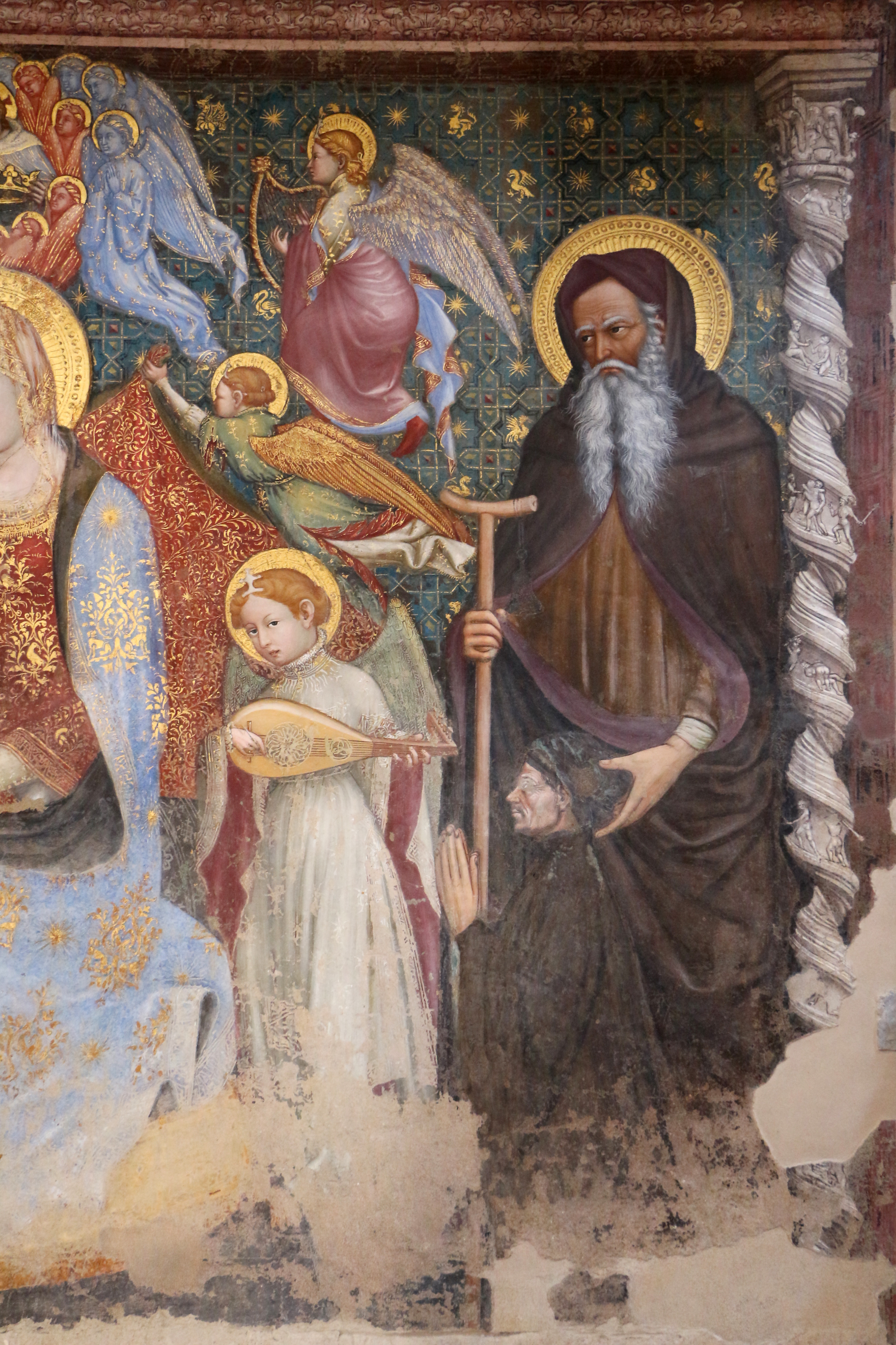 1413 Nelli Ottaviano, Madonna del Belvedere Giovanni Evangelista, sant'Antonio Abate e donatori della famiglia Pinoli Chiesa di S. Maria Nuova, Gubbio detail