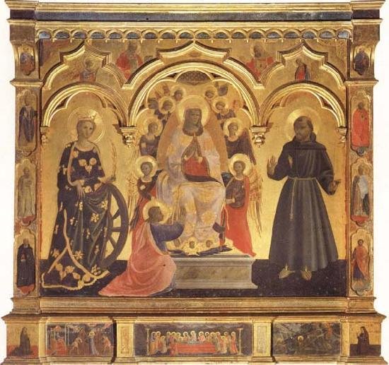 1435 ANDREA DI GIUSTO Madonna della Cintola con Santa Catalina de Alejandría y San Francisco de Asís, Galleria dell'Accademia, Florence