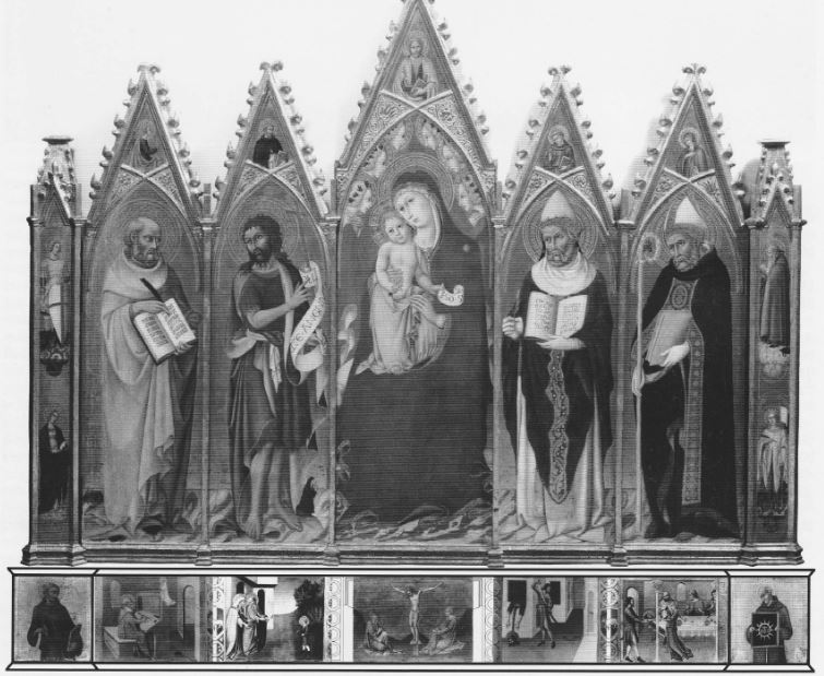 1450 ca SANO DI PIETRO Madonna con Bambino in trono tra angeli reconstitution