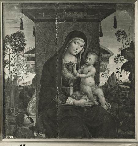 1475-1525 Anonimo umbro Madonna con Bambino in trono e donatore Musée des Beaux-Arts, Rouen