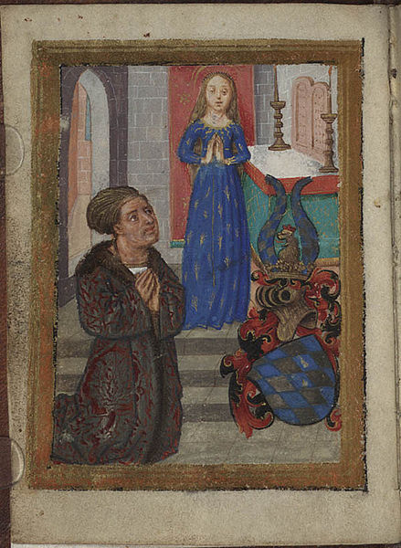 1494. Erbauungs-Buchlein fur Herzog Sigismund von Bayern-Munchen. Der Herzog vor Maria im Ahrenkleid. Nürnberg (Bayerische Staatsbibliothek, C
