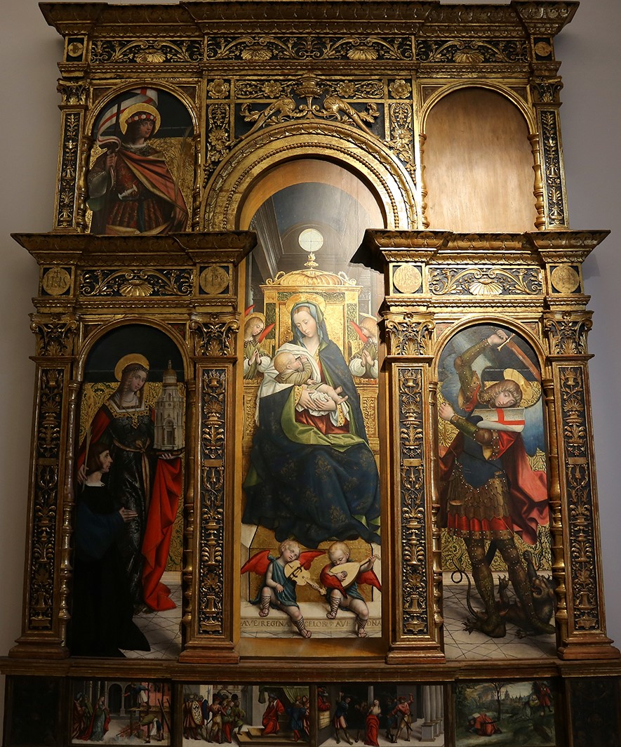 1520-30 Defendente Ferrari. Santa Barbara con il donatore e San Michele, Sacra Famiglia, San Valeriano, Galleria Sabauda