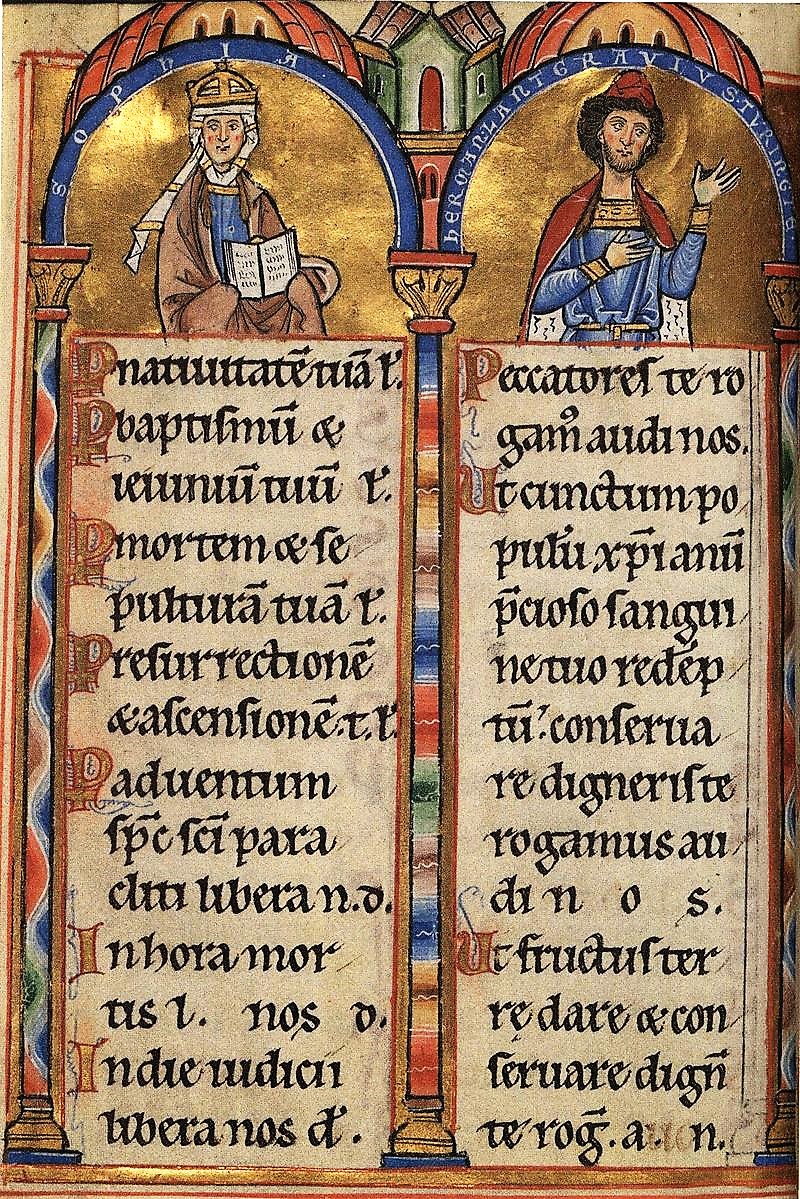Landgrave psalter 1211–13 fol 174v Hermann von Thuringen und Sophie, Stuttgart, WLB HB II 24,