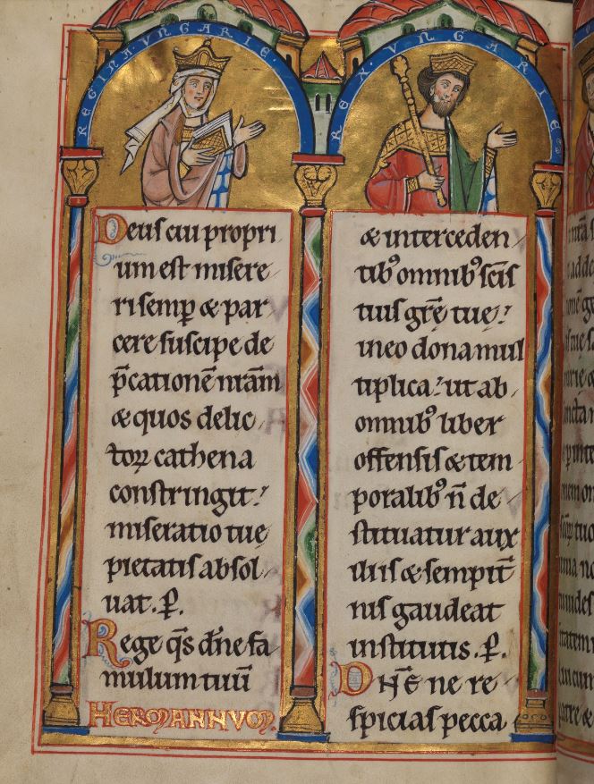 Landgrave psalter 1211–13 fol 175v Andreas II de Hongrie et son épouse Gertrud von Andechs Stuttgart, WLB HB II 24