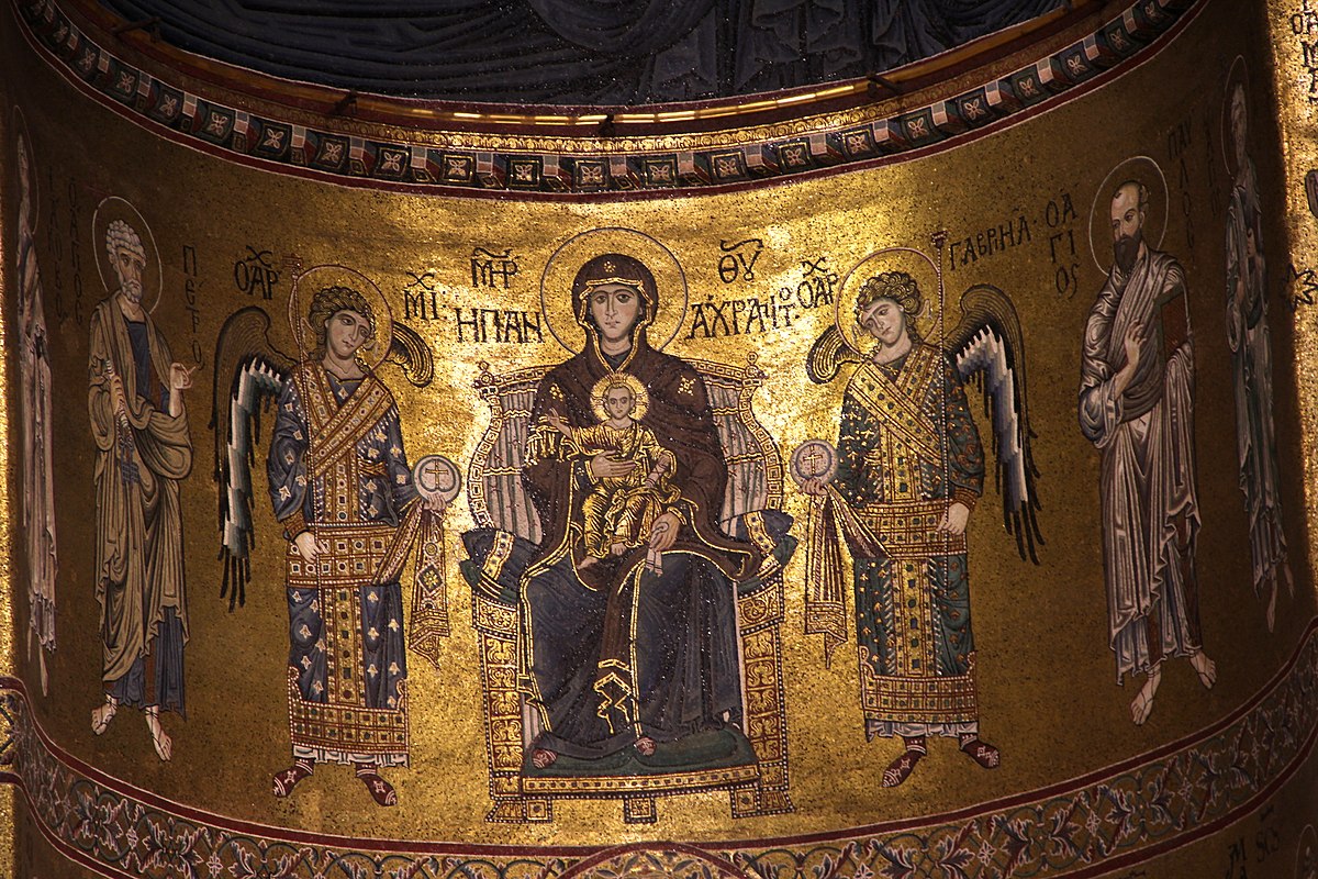 1200 ca Vierge entre les archanges Michel et Gabriel Abside de la cathedrale de Monreale