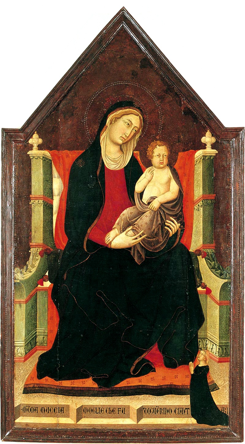 1320 Niccolo e Francesco di Segna, Madonna à trono con bambino e donatrice MUCCIA Ciantari wife of Guerino Ciantari , Lucignano, Museo