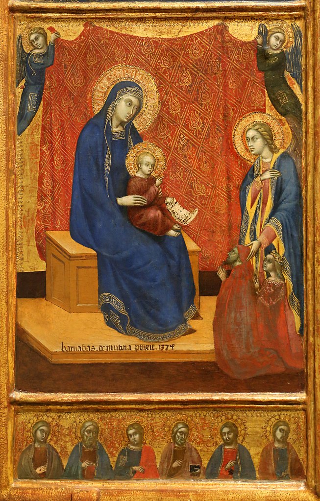 1374 Barnaba da Modena 'The Madonna Enthroned and Two Donors in Adoration