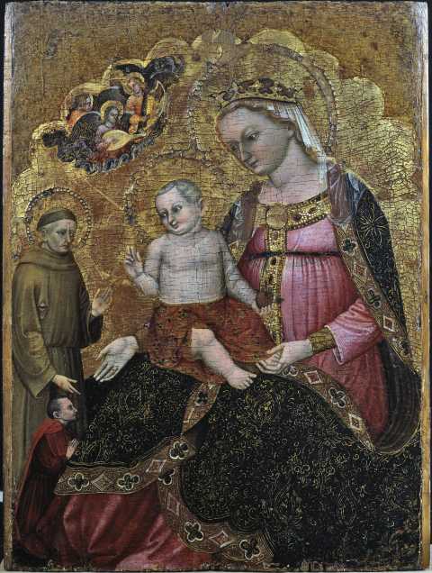 1380-90 Niccolo di Pietro, Madonna con Bambino con san Francesco d'Assisi e donatore coll priv