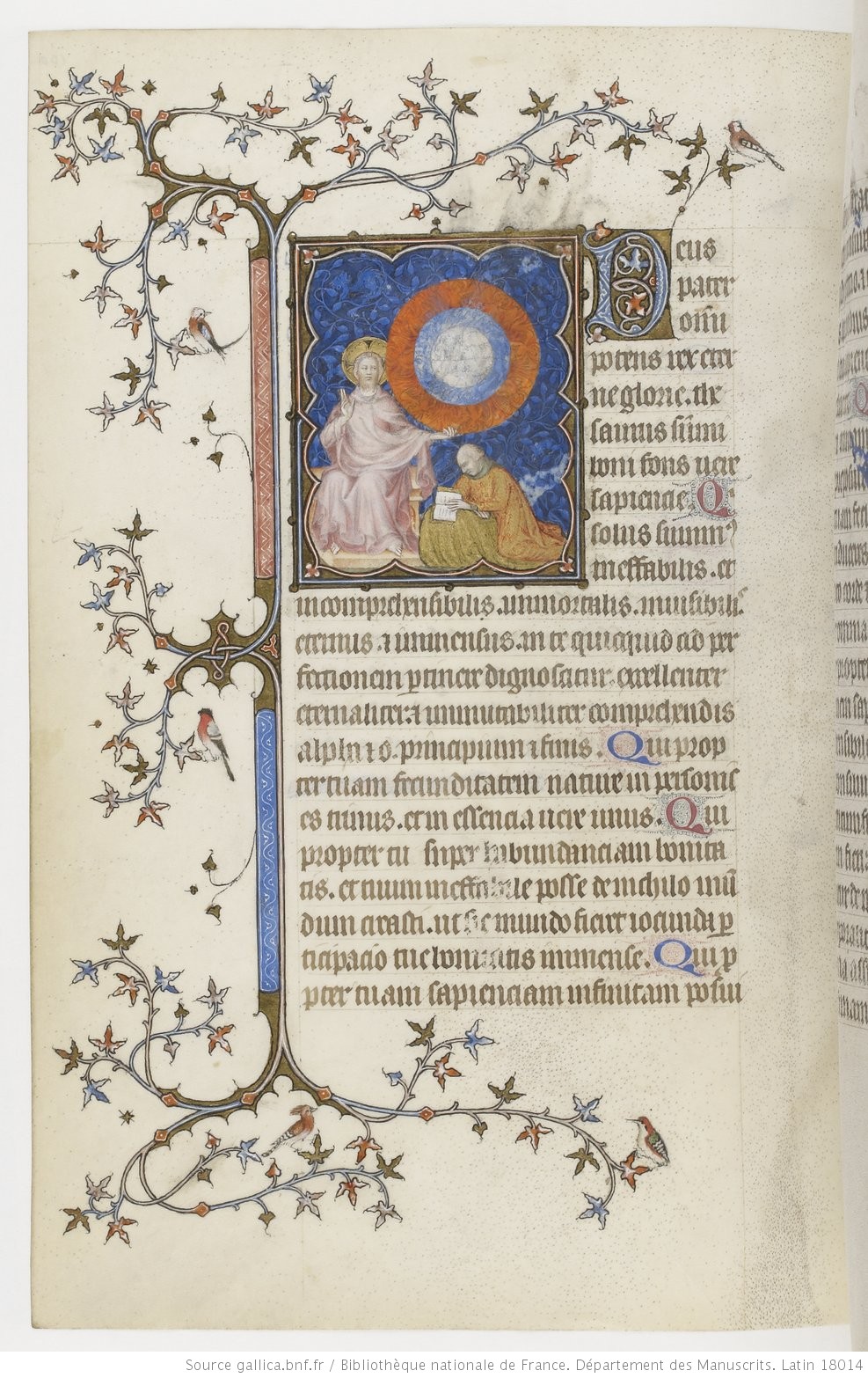 1385-90 Jean de Berry devant la Vierge à l'Enfant Petites heures de Jean de Berry, Gallica MS 18014 fol 100v