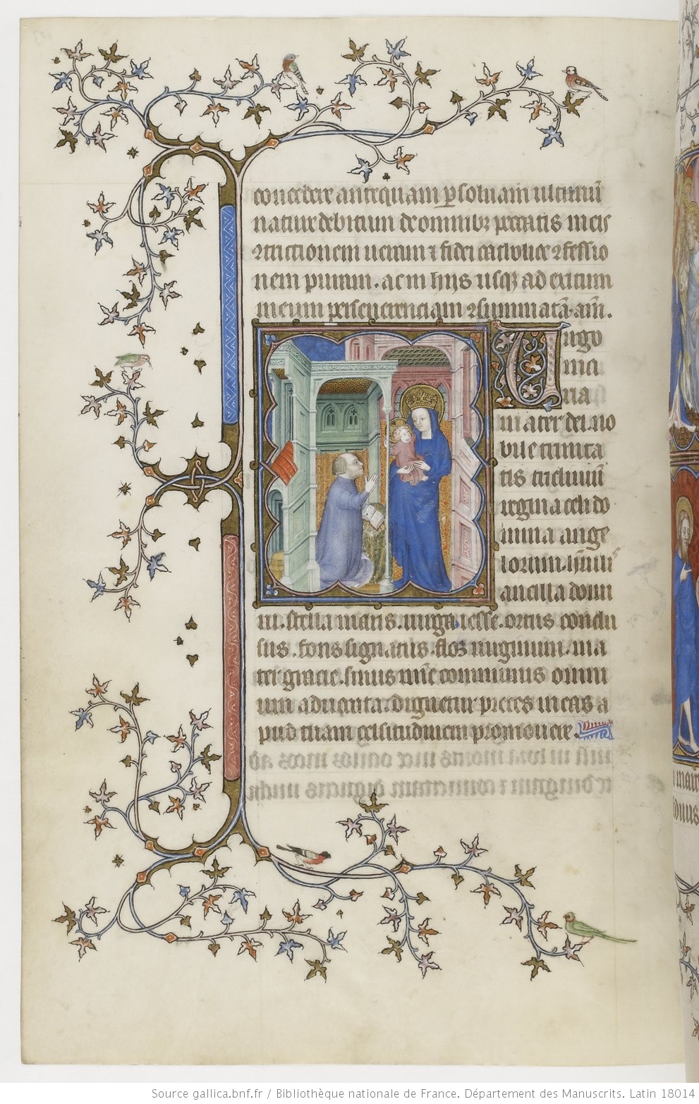1385-90 Jean de Berry devant la Vierge à l'Enfant Petites heures de Jean de Berry, Gallica MS 18014 fol 103v
