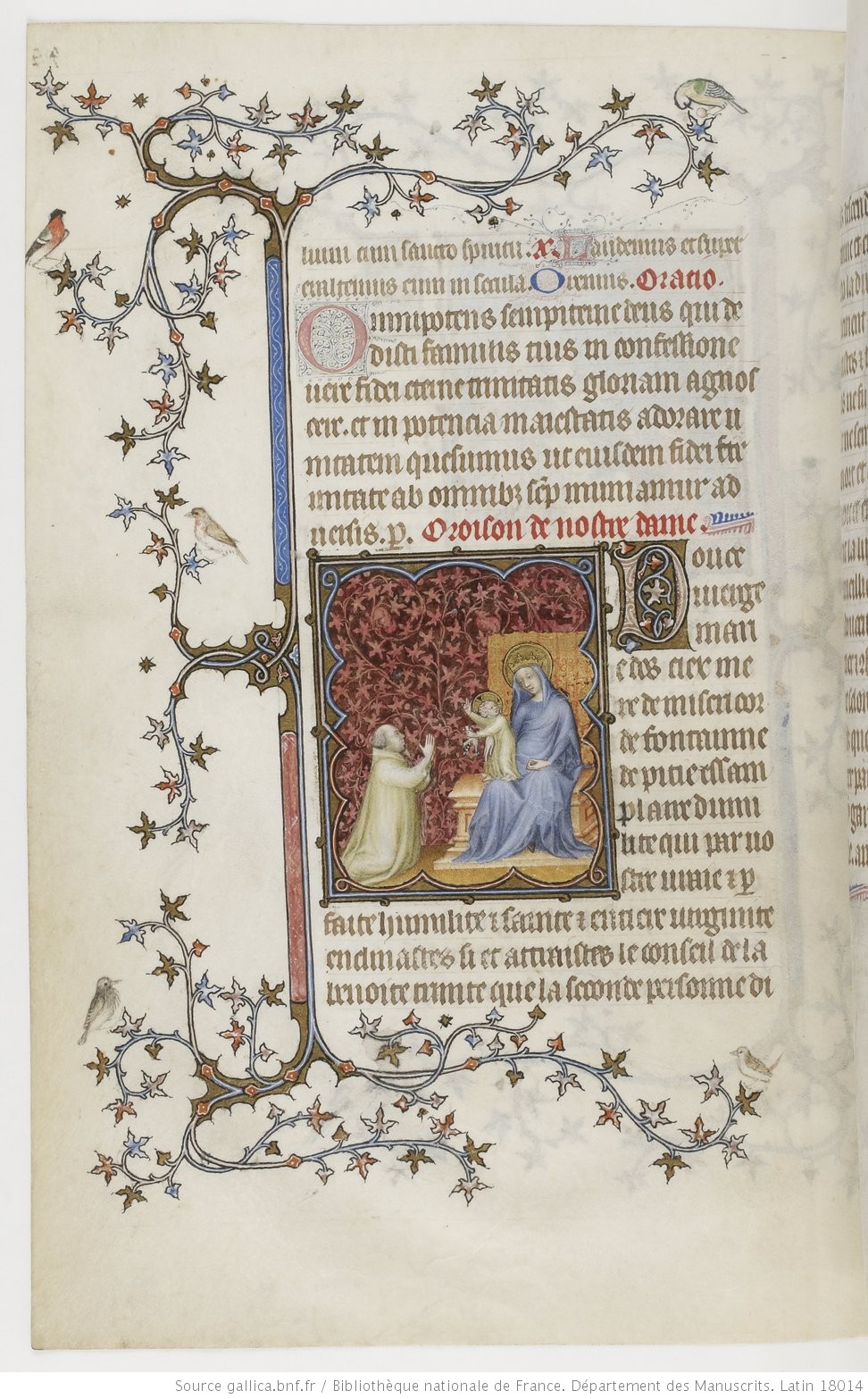 1385-90 Jean de Berry devant la Vierge à l'Enfant Petites heures de Jean de Berry, Gallica MS 18014 fol 198v