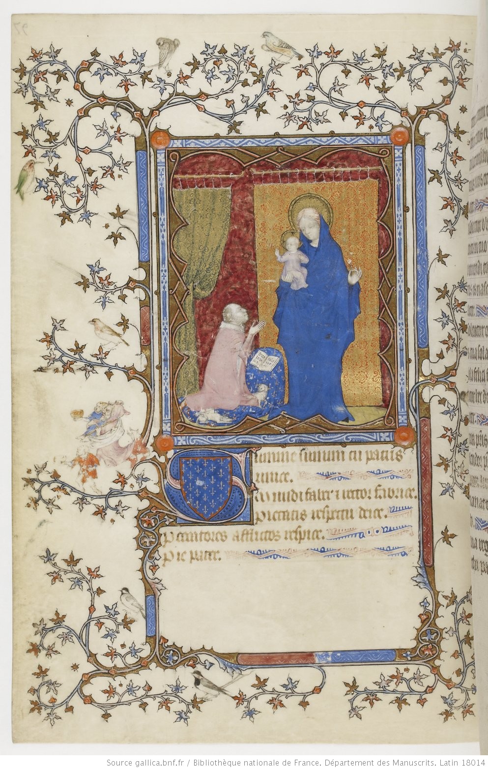1385-90 Jean de Berry devant la Vierge à l'Enfant Petites heures de Jean de Berry, Gallica MS 18014 fol 97v