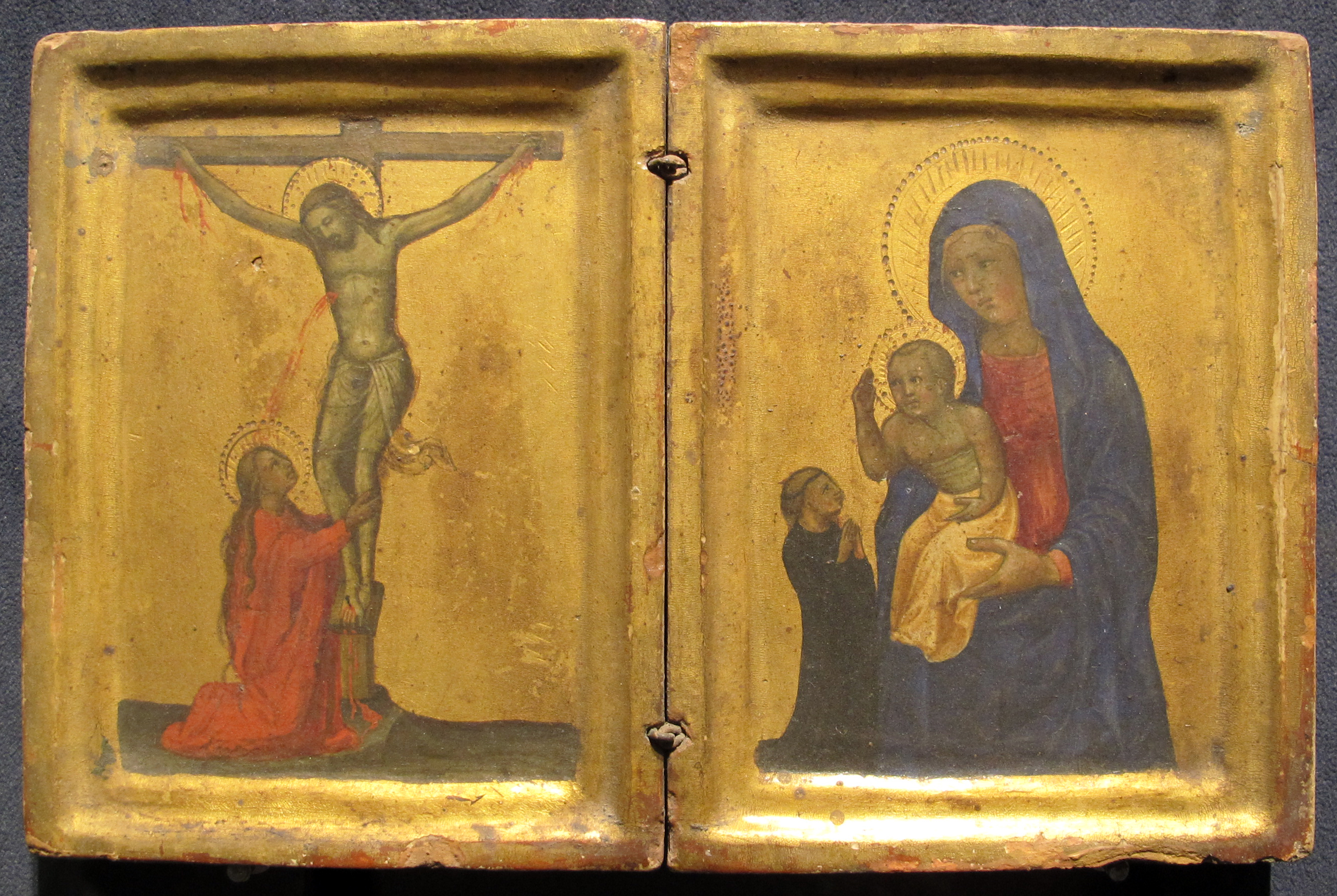 1400-49 Ventura di Moro attr Cristo crocifisso con santa Maria Maddalena, Madonna con Bambino e donatore Capodimonte, Napoli