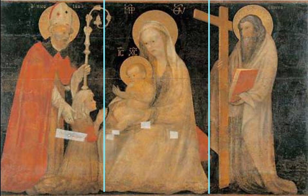 1400-99 Giovanni Badile attr Pala della Levata Madonna con Bambino tra san Nicola di Bari, sant'Andrea e la committente par trois