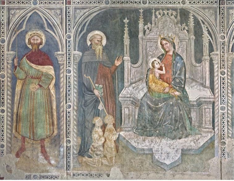 1410-20 Giovanni Badile San Sigismondo Sant'Antonio due cavalieri Madonna lactansi Museo Bassano del Grappa salle capitulaire eglise sanFrancesco