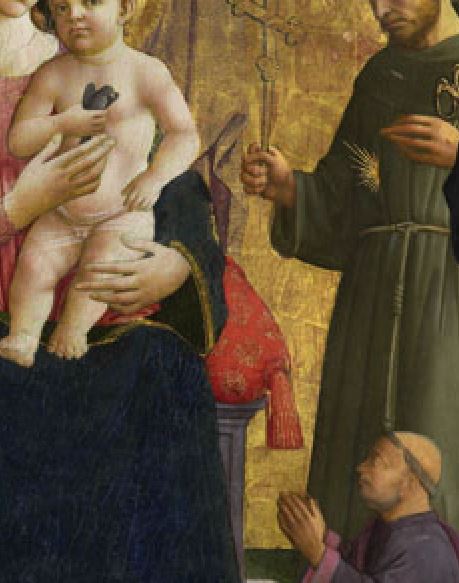 1450-80 Domenico di Michelino, san Giovanni Battista, san Pietro, san Francesco d'Assisi, san Leonardo e donatore Musee des BA Dijon detail