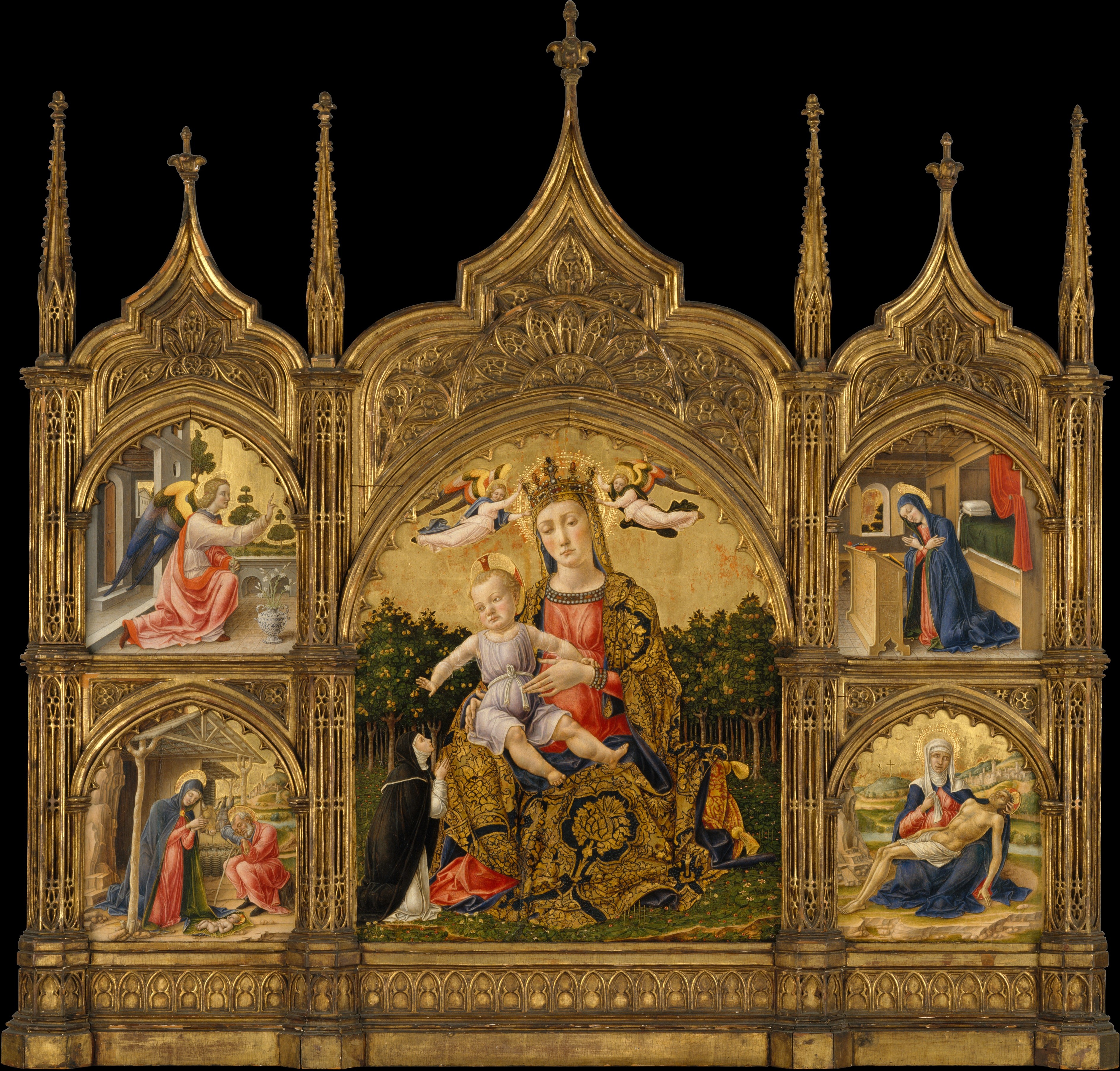 1465 Vivarini The Madonna of Humility (member of the Dominican Order), the Annunciation, the Nativity, and the Pieta MET