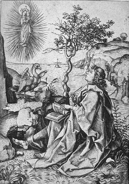 1475-80 Martin_Schongauer_-_Johannes_auf_Patmos