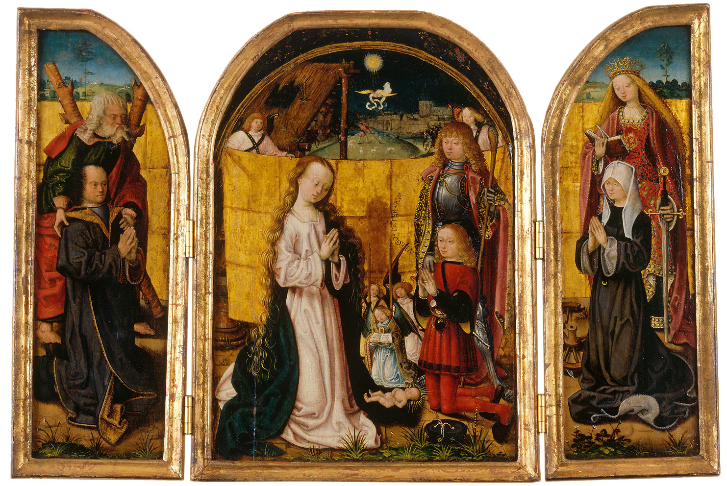 1480 Meister des Bartholomaus-Altars Triptychon Andre Hippolyte Catherine famille Holzhausen supp wallraf Richards Cologne