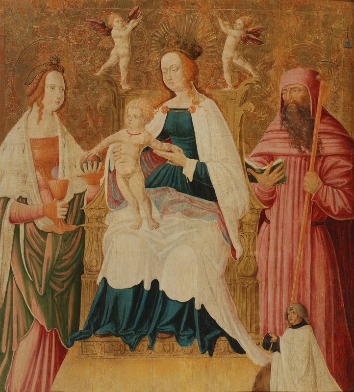 1490–1520 Ecole danubienne l. Maria mit Kind; Hl. Barbara; Hl. Antonius; unkown donor Galerie nationale slovaque