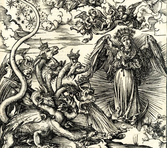 1496-98 Durer apocalypse Femme et Dragon detail