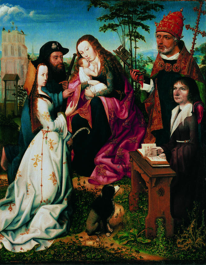 1505 ca Master_of_Frankfurt_-_Madonna_and_Child_with_Saints_and_a_Donor unknown Queensland Art Gallery