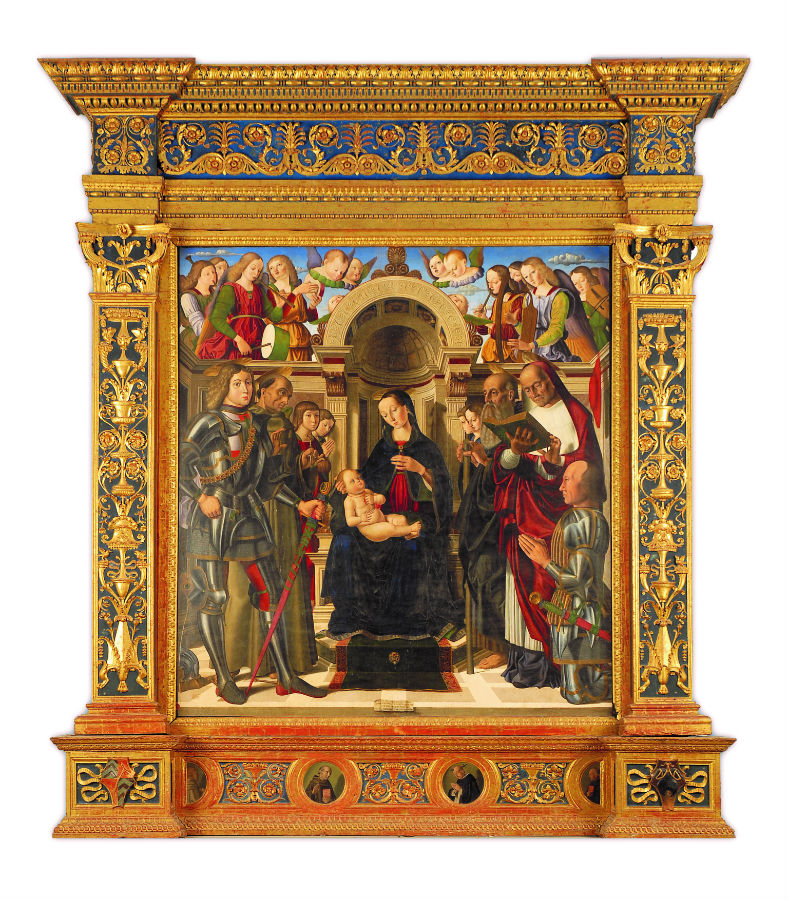 SVDS 1489 Giovanni Santi, Sacra Conversazione con committente, Frontino - Convento di Montefiorentino, Cappella dei Conti Oliva