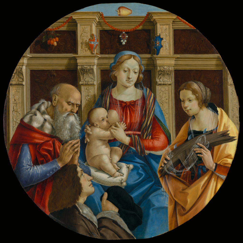 _SVDS 1500 ca Membrini, Michelangelo di Pietro Male Saint, Catherine of Alexandria and a Donor, J. Paul Getty Museum, Los Angeles, USA