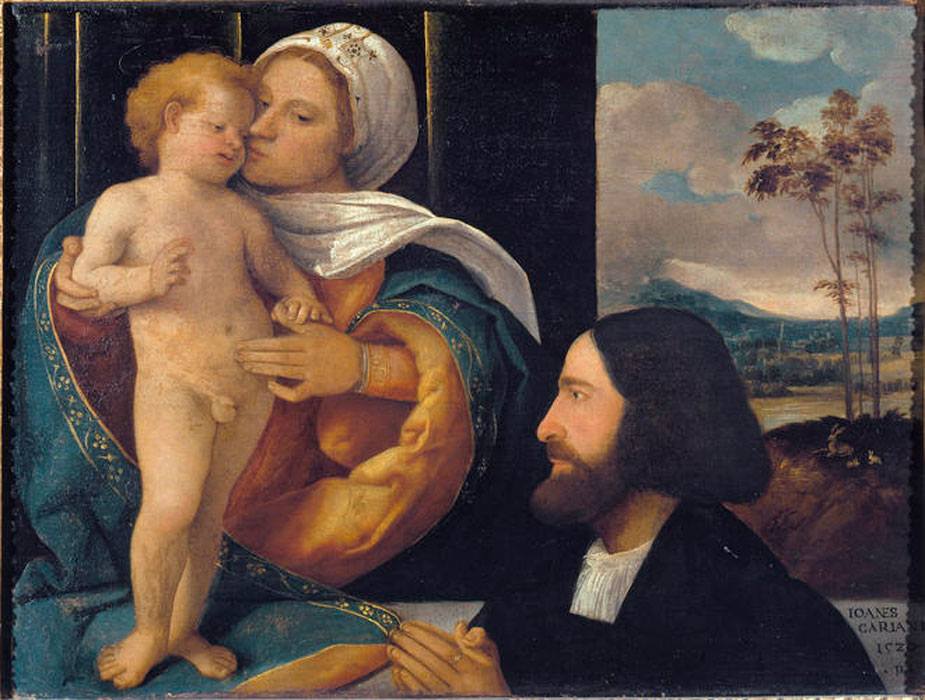 VD 1520 Busi Giovanni detto Cariani Madonna col Bambino e un devoto Carrara Bergame