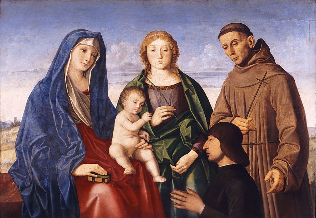 VDS 1505-10 Vincenzo Catena santa Caterina d'Alessandria , san Francesco d'Assisi e donatore Museo di Belle Arti Budapest