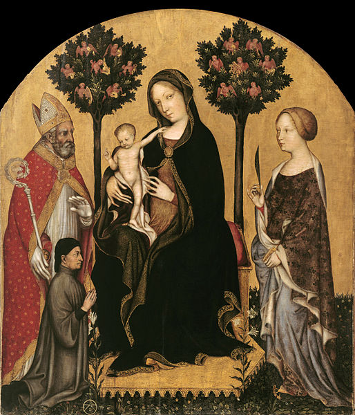 1395 Gentile_da_Fabriano_-_Mary_Enthroned_with_the_Child,_Saints_and_a_Donor_-_Gemaldegalerie Berlin COPIE