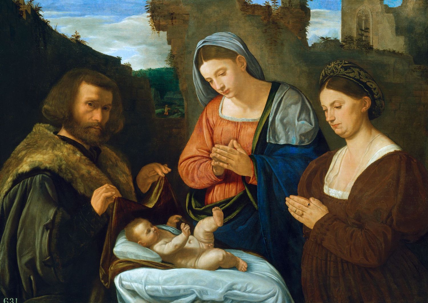 1527 Girolamo-Savoldo The-Virgin-Adoring-The-Child-With-Two-Donors Royal Collection Trust Hampton Court Palace