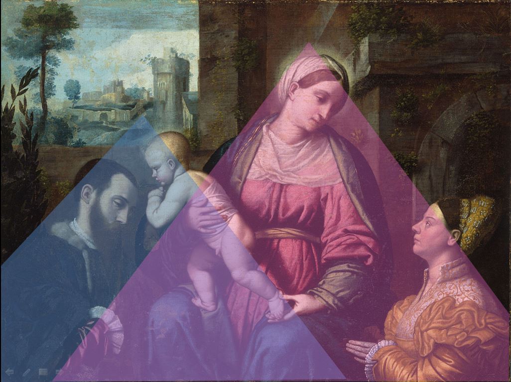 1528 Moretto,_Madonna_col_Bambino_e_due_donatori Philadelphia Museum Art schema