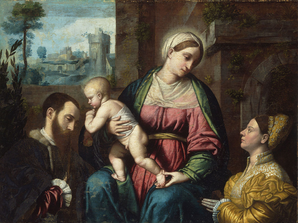 1528 Moretto,_Madonna_col_Bambino_e_due_donatori Philadelphia Museum Art