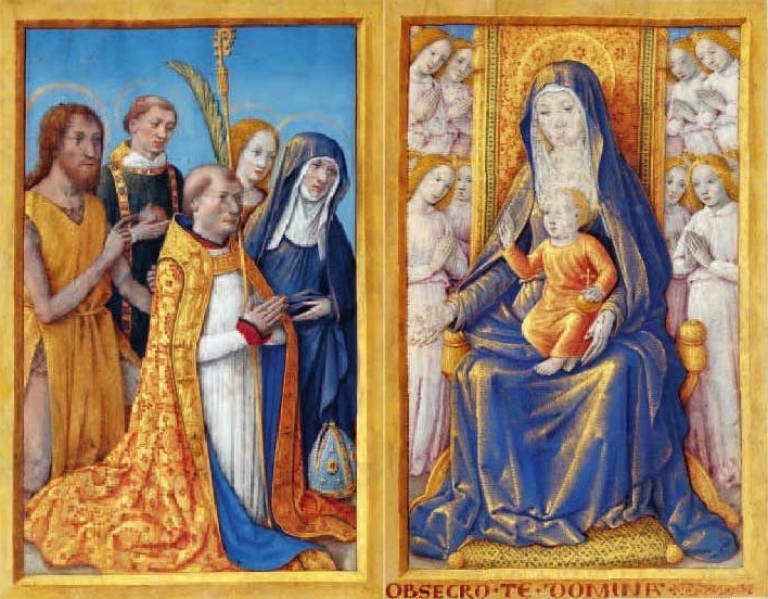 L’eveque Charles de Martigny en priere devant la Vierge Jean Bourdichon, avant 1494,. M. 2 A et B, Fondation CalousteGulbenkian Lisbonne,