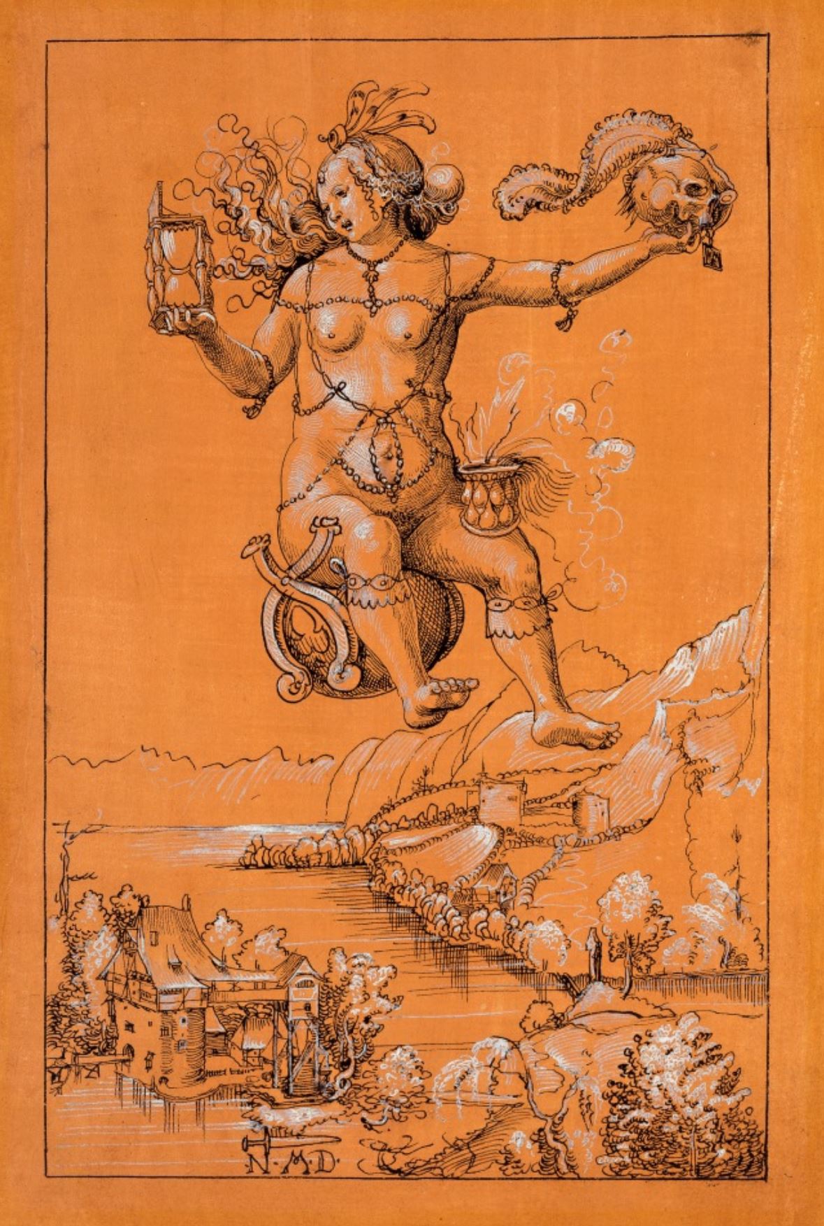 Niklaus Manuel dit Deutsch, 1513 Une sorciere emportant dans les airs le crane de Manuel Musee des BA, Bale