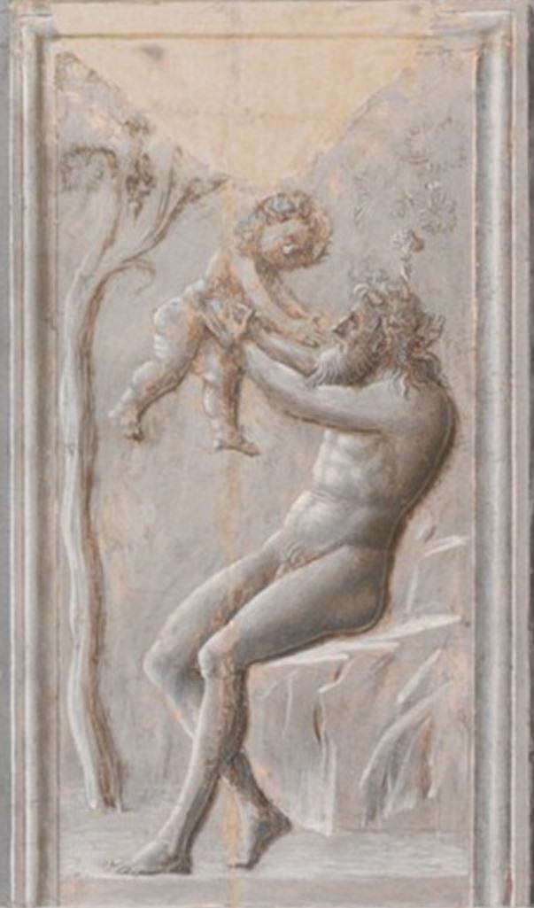 Fra Carnevale 1467 La naissance de la Vierge MET bas relief bacchus et silene