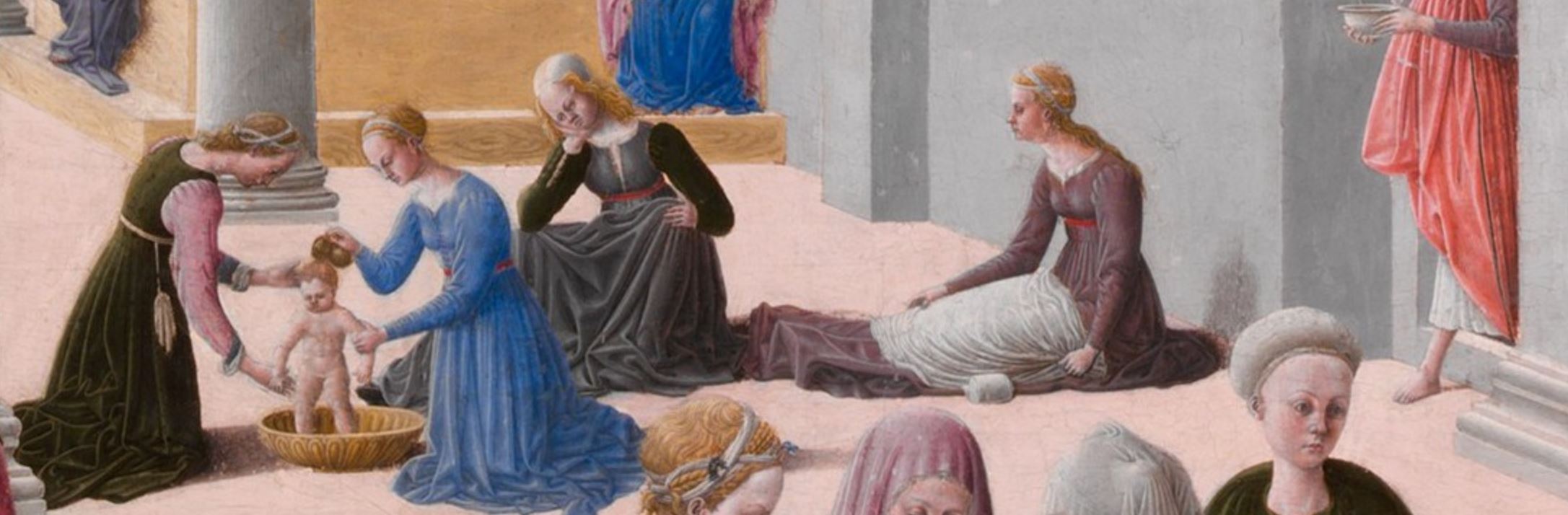 Fra Carnevale 1467 La naissance de la Vierge MET detail Marie