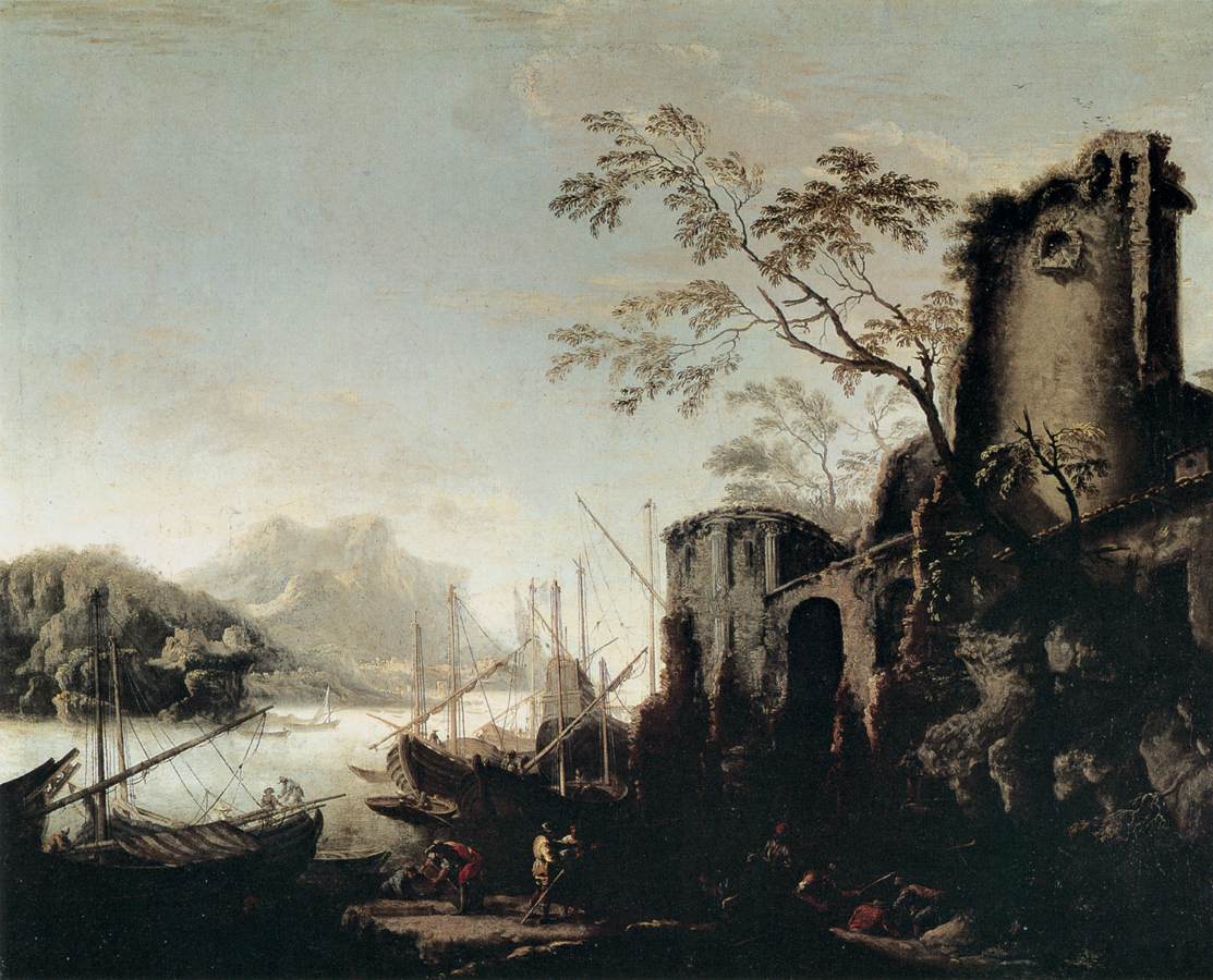 Rosa 1645-49 Paysage marin avec tour Pitti Florence