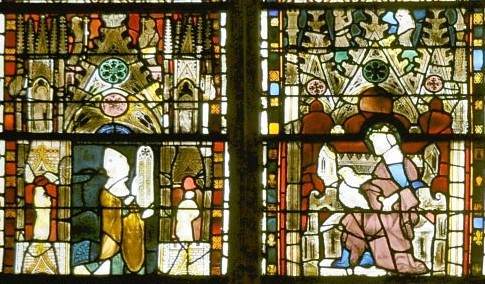 023 1325-30 Geoffroy de Bar offrant vitrail baie 23 Chapelle St Louis Evreux