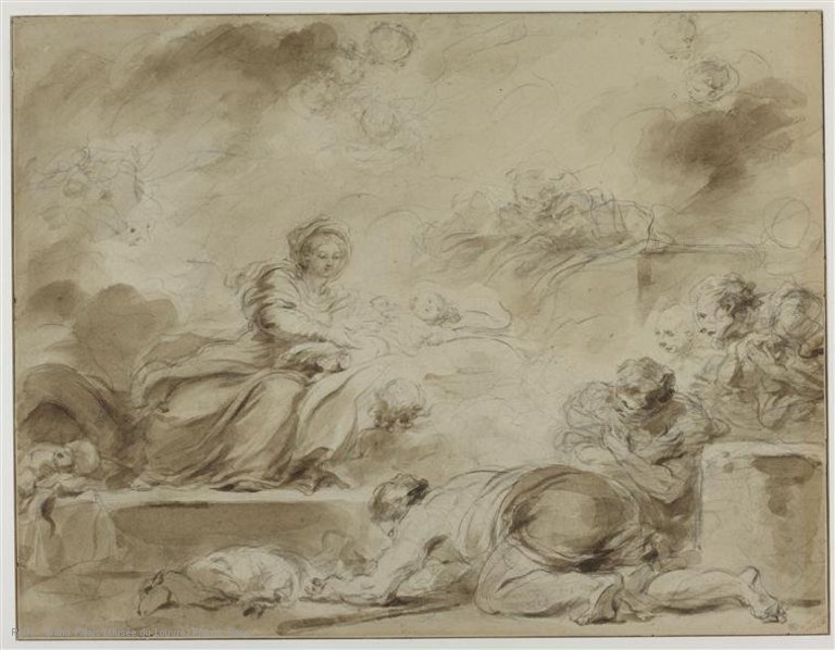 Fragonard 1775 adoration_des_bergers_Louvre dessin