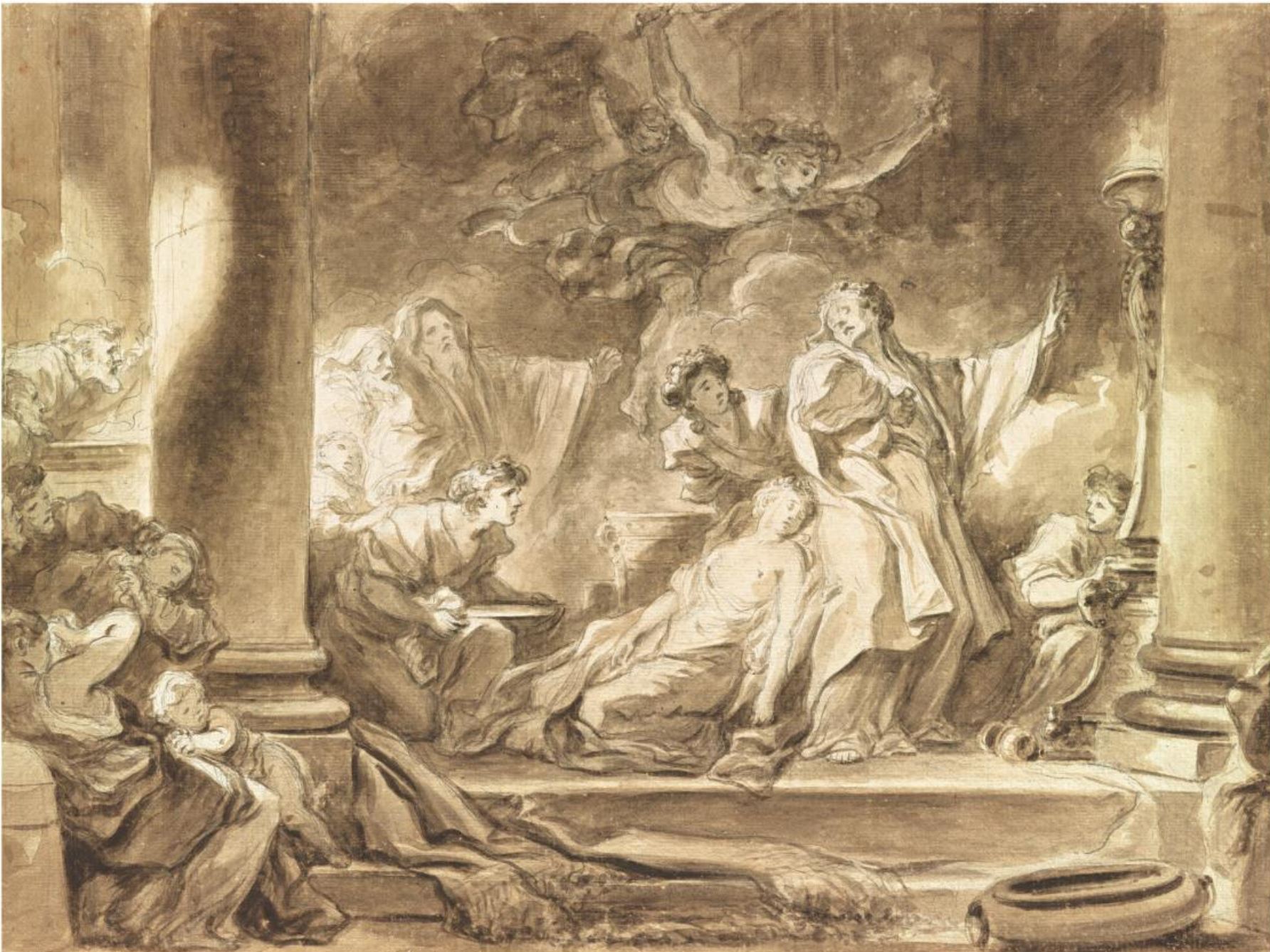 Fragonard. 1765 Coresus et Callirhoe lavis 34,6 x 46,5.
