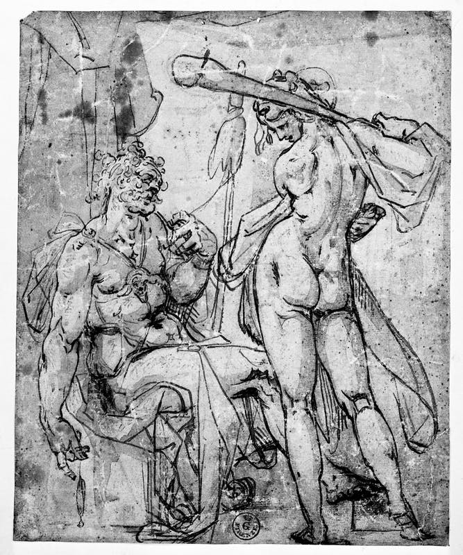 Spranger 1585 ca Hercule et Omphale esquisse Musee des Offices Florence