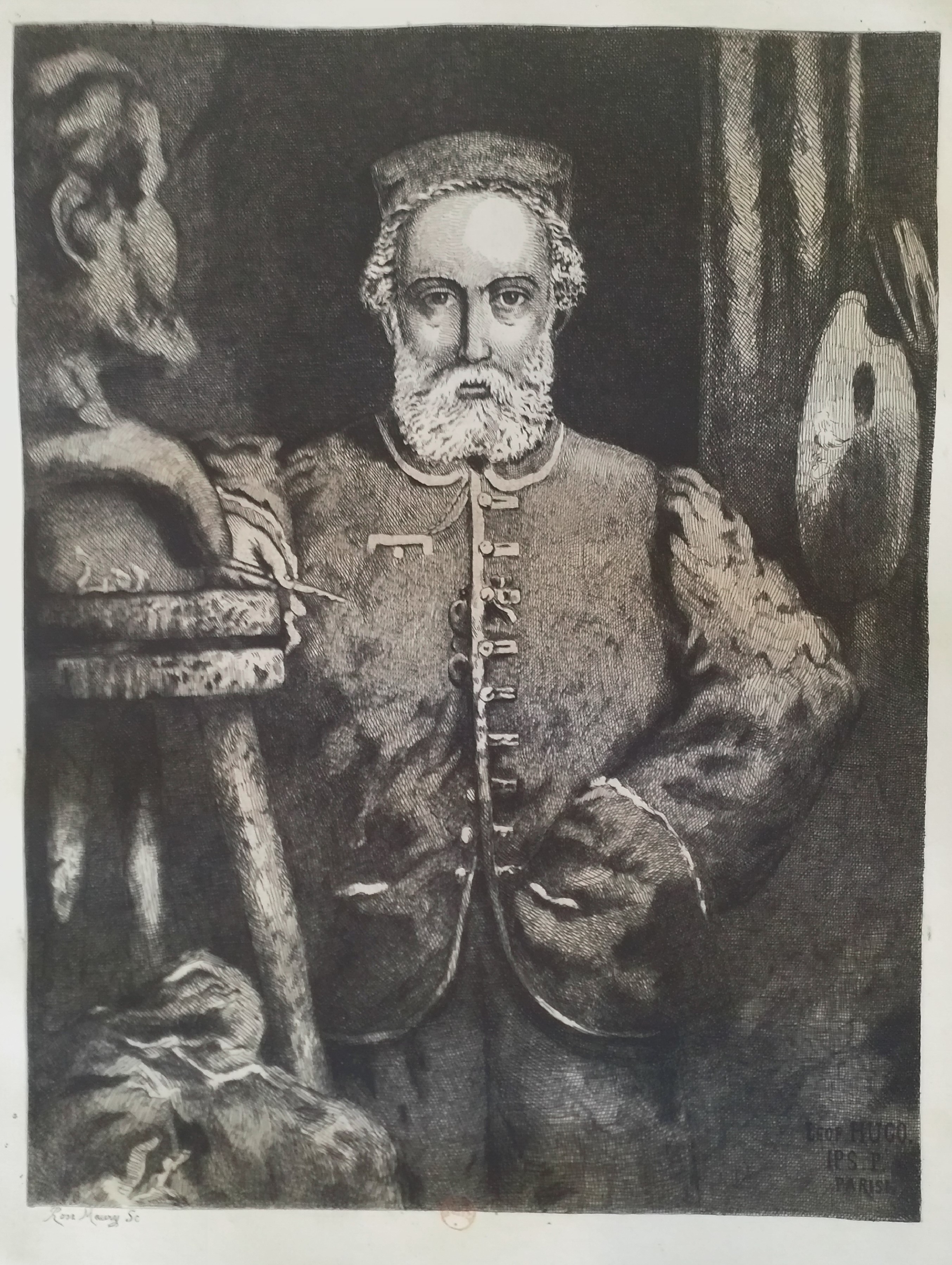 Leopold Armand Hugo BNF Autoportrait en sculpteur modelant un buste de Victor Hugo Rose Maury