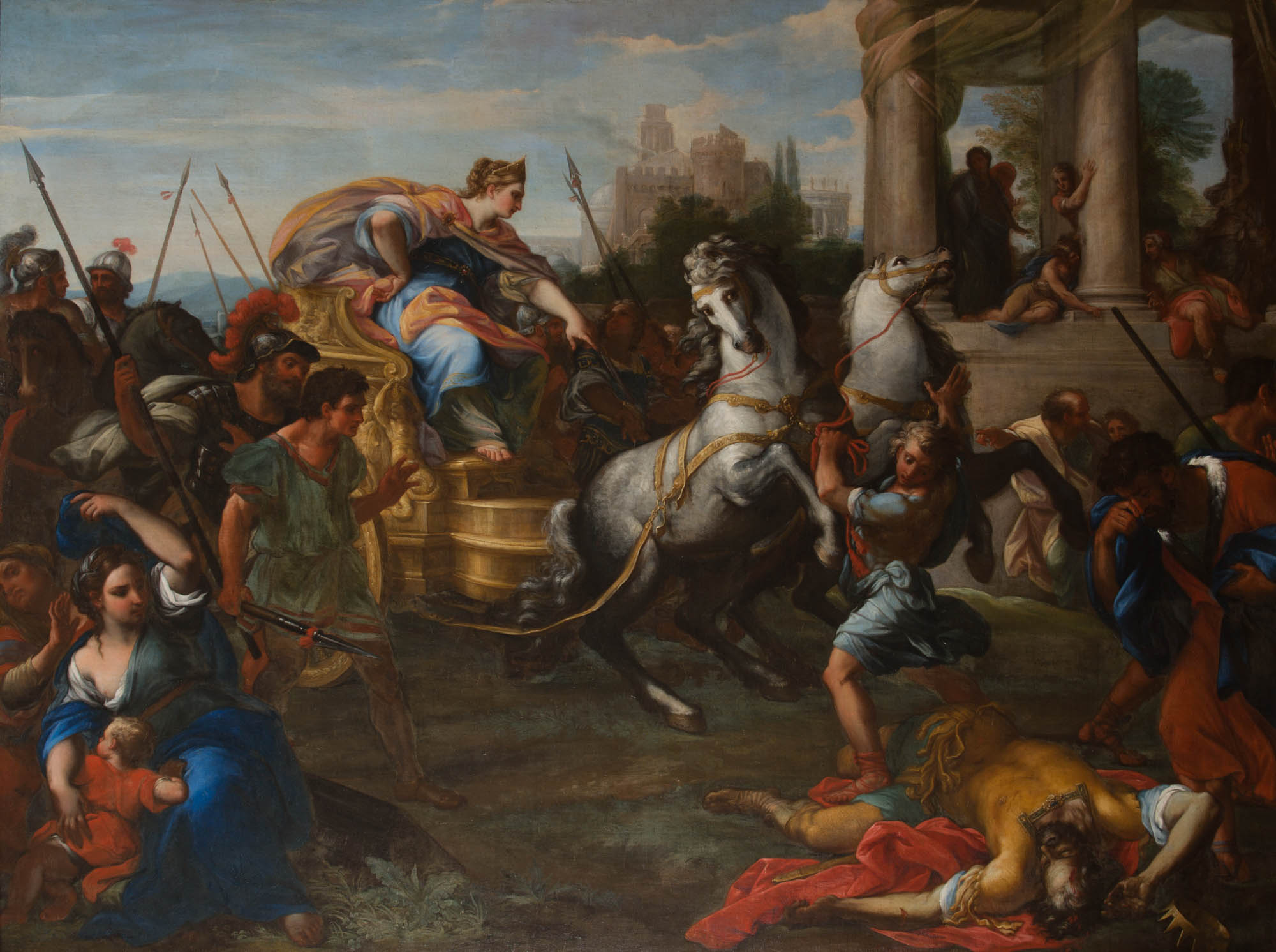 Chiari Giuseppe Bartolomeo avant 1687 Tullia driving her Chariot over her Father,Burghley House