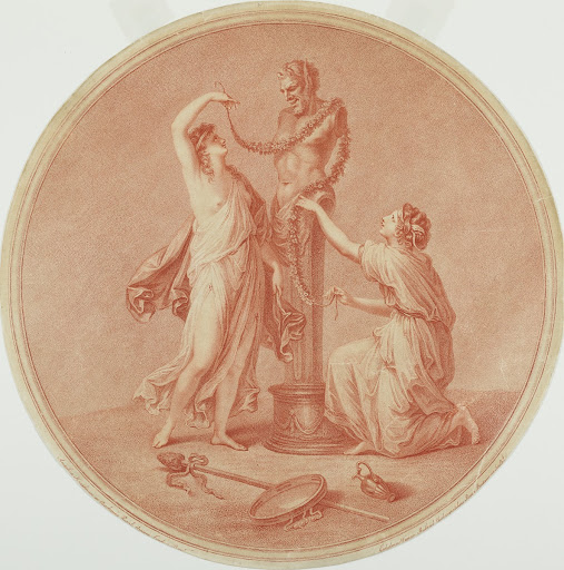 Angelica Kauffmann 1776 Nymphs adorning the Statue of Pan gravure de William Wynne Ryland