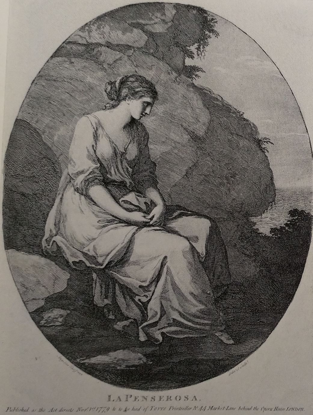 Angelica Kauffmann 1779 La Penserosa gravure de Bartolozzi d apres un dessin