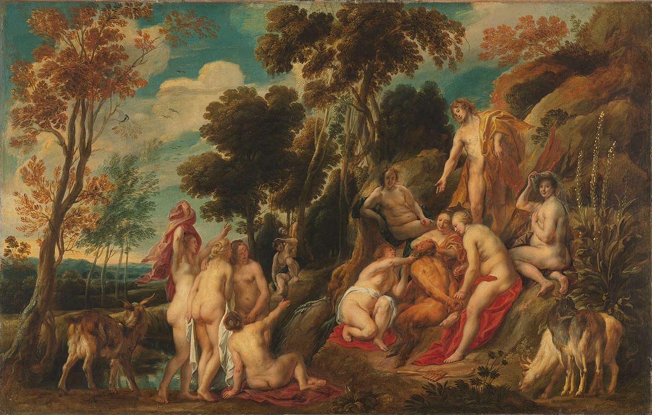 Jordaens 1640 ca Marsyas maltraite par les Muses Mauritshuis 77cm × w 120cm
