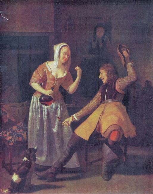 Ochtervelt 1675 The gallant drinker coll priv